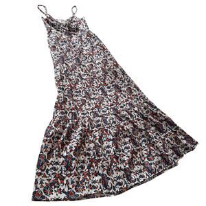 Xirena Lolita Cotton Maxi Dress Amalfi Blue Pattern Print Sleeveless Size Medium